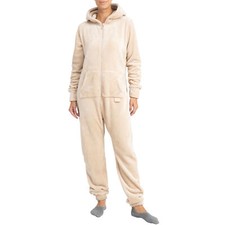 Basisstoff Kitten Damen Jumpsuit Teddy Fleece Einteiler Overall Anzug Flauschig