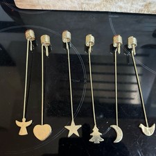 6 X Gold /Pendelkerzenhalter /Christbaum Weihnachtsbaum Kerzenhalter Weihnachten