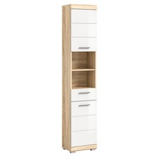Hochschrank LAMBADA - Sonoma Eiche - weiß Hochglanz - 191 cm