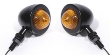 Bullet Blinker Set Pike Metall Schwarz für Harley Honda Suzuki Chopper Oldtimer
