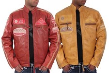 AVIATRIX JLI Mode Herren Retro Biker Lederjacke – 8 Taschen, Rennabzeichen