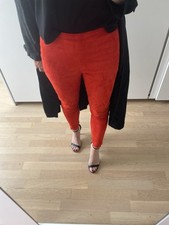 Luxus Utzon Lederleggings 34 XS/S Wildleder Orange Np 850 Euro Lammleder Arma