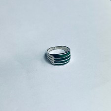 925 Striped Malachit Echtsilber-Ring Silber 90s Vintage Retro