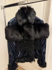 Burberry Prorsum Jacke Pelz Blue Fox Fur Und Lamb Schwarz-Blau IT42 Ungetragen