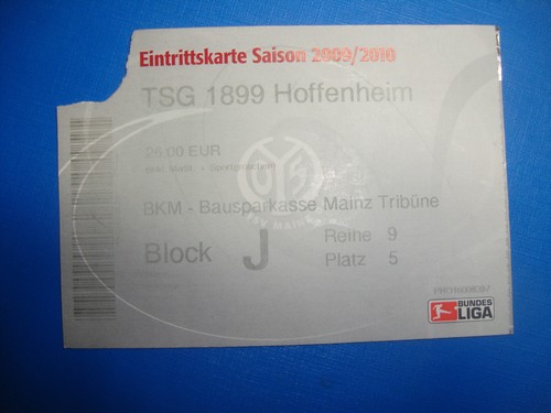 Ticket fsv mainz 05 - 09/10,