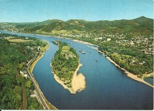 AK Königswinter - Insel Nonnenwerth im Rhein, Schiffe, Bahnstrecke - ca. 1975