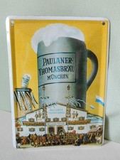 Blechschild Paulaner Thomasbräu München Bier Werbeschild 8 x 11 cm Reklame