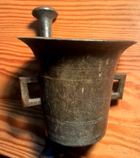 Mörser mit Stößel Bronze 1,4 kg Antiquität 7/12 cm Durchmesser