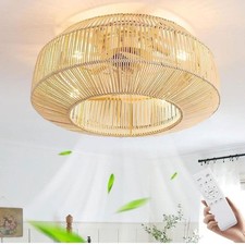 Deckenventilator Mit Beleuchtung E27 Vintage Rattan Bambus Deckenventilator Mit