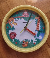 Uhr Wanduhr Kinder gelb englisch 