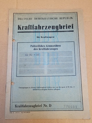 Kfz brief kraftfahrzeugbrief - brief,