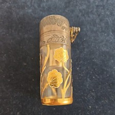 Parfum Glas Flakon Parfüm Zerstäuber 19. Jahrhundert floral mit goldlack bemalt.