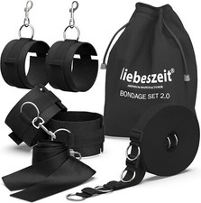 LIEBESZEIT© Premium Handschellen Sex Bett Bondage BDSM Fesseln SET + Augenbinde