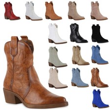 Damen Stiefeletten Spitze Cowboy Stickereien Western Schuhe 835978 Trendy Neu