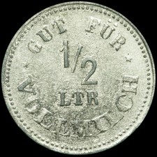 MILCHMARKE: 1/2 Liter Vollmilch. MILCHVERWERTUNGSGENOSSENSCHAFT NOTZINGEN.