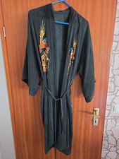 Vintage Seiden-Kimono / Morgenmantel – 100% Seide, handbestickt mit Drachenmotiv