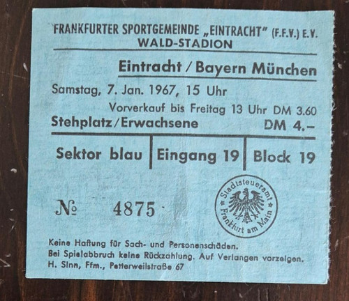 Ticket bundesliga 67 - bundesliga, 07.01.67