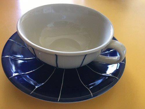 Keramiktasse blau beige - keramiktasse,