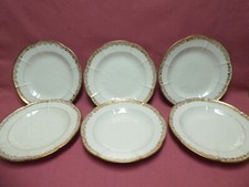 KPM Porzellan  6 Teller, florales Prägemuster, floraler Goldfries, um 1900