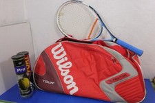 Wilson Tennistasche mit Schläger nCode W2 Blue Shadow neu bespannt und Bällen