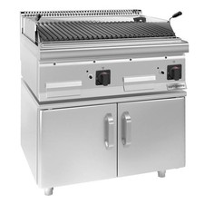 GGM Gastro Gas Lavasteingrill - 14 kW - Grillrost neigbar - inkl. Unterbau mit 2