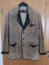 JULIUS LANG Trachtenjanker Sakko Jacke Gr. 54 Wildleder beige Landhaus-Stil