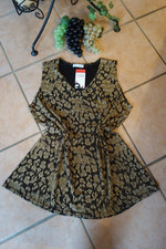 MAGNA Long Top Glitzer Lurex 48 50 schwarz gold festlich Stretch LAGENLOOK