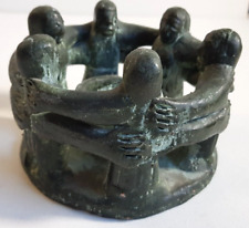 Teelichthalter Freundeskreis 6 Personen Schwarz Grün Patina Ton Glasiert