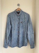 U.S. POLO ASSN. Herren Hemd L 42 Hellblau Weiß Paisleymuster 100% Baumwolle