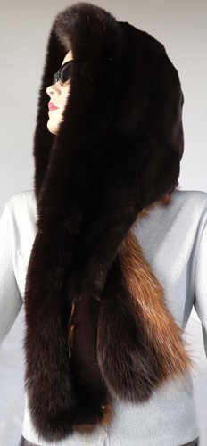 Pelz kapuzen schal blaufuchs - pelz,