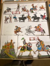 Zinnfiguren Konvolut (20), Ritter 45-100mm (mit beweglichem Arm), Turnier, Burg 
