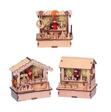 3 Weihnachtsmarktstände LED Holz beleuchtet Weihnachtsmarkt Weihnachtsdorf Markt