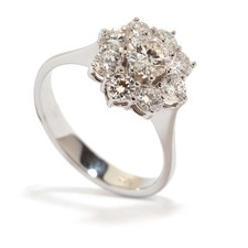 Ring mit 9 Diamanten 1,5ct aus 750er Weißgold 18K Gr. 56 Gewicht 4,38g Verlobung