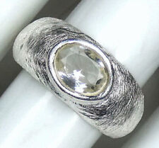 Ring 925 Silber breites, mattiertes Design mit großem Bergkristall  NEU*