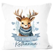 Kissen-Bezug Weihnachten Tier-Motive personalisiert mit Namen Namenskissen