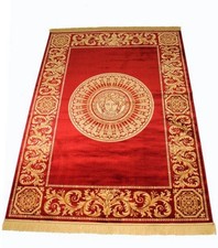 Teppich Rot 100x140 Viskose Blume Barock Seidenoptik Mit Fransen Italien Medusa