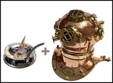 Tauchen Scuba Taucher Messinghelm + Boot Navigation Sonnenuhr Kompass Taschenuhr