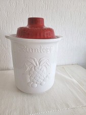  Keramik Rumtopf Topf  mit Deckel,Obstdekor, Weiß ,Rot,Höhe 31 cm, W-Germany 