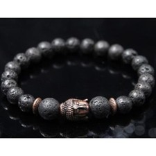 Gold Buddha Armband mit Lavastein - perfektes Geburtstags- o. Frühlingsgeschenk