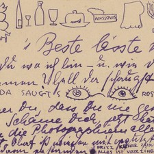 Autograph Olaf und Grete Gulbransson an Frieda Blell Postkarte Zeichnungen ca. 1