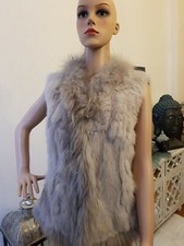 Pelz Echt Fell Weste Kanin Mit Finnraccoon Gr 38 Grau Neu