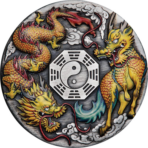 Unze silber drache und qilin - silber,