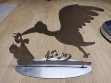 Storch Babygeschenk Geburt personalisiert Name: LAURA Metall