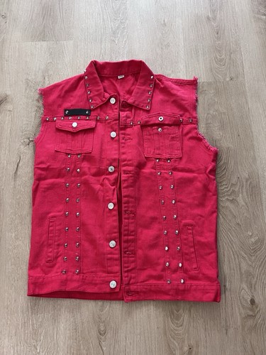 Rote denim weste - denim, punk
