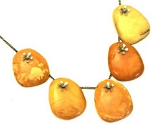 Bernstein Kette Collier mit 5 Anhängern Butterscotch Amber Bernsteinkette (ABP)