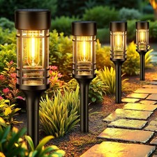 BUCASA Solarlampen Garten Solarleuchten, 6 stk., Schwarz, IP65, Warmweiß, A+++