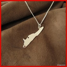 LANGELAND Landkarte Anhänger mit 45 cm Panzerkette in 925er Silber, Ostseeinsel