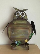 Briefkasten Eule braun mit Zeitungsrolle Shabby Stil Garten Sommer Frühling