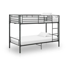 Etagenbett schwarz Metall 90x200 cm Doppelstockgestell robust mit Geländer & Leiter