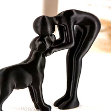 Herzergreifende Hundebesitzerstatue – Niedliche Welpenskulptur Schreibtischdeko